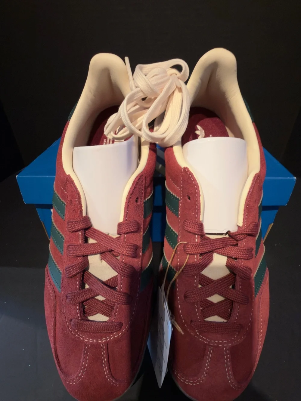 adidas Gazelle Indoor Men's Suede Sneakers in Burgundy with Teal Stripes